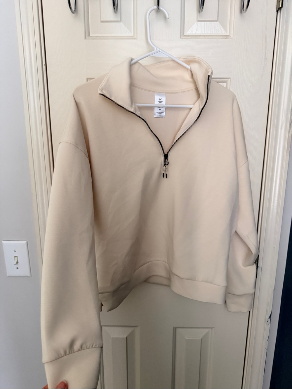 Women's Cream Half-Zip Cowl Pullover Sweater - Picture 1 of 1
